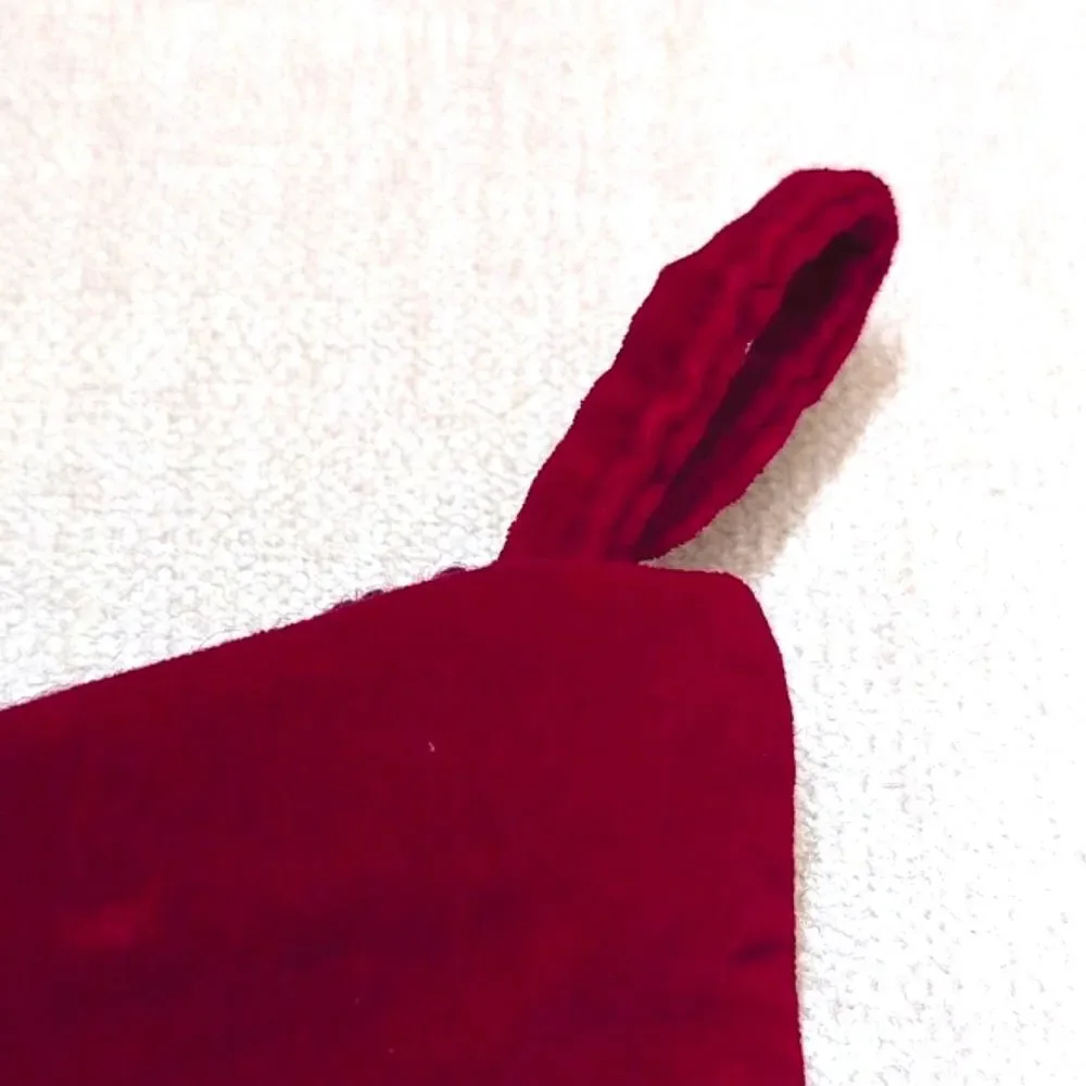 Handmade Wool Needlepoint Angel Christmas Stocking Cotton Velvet Backing Vintage